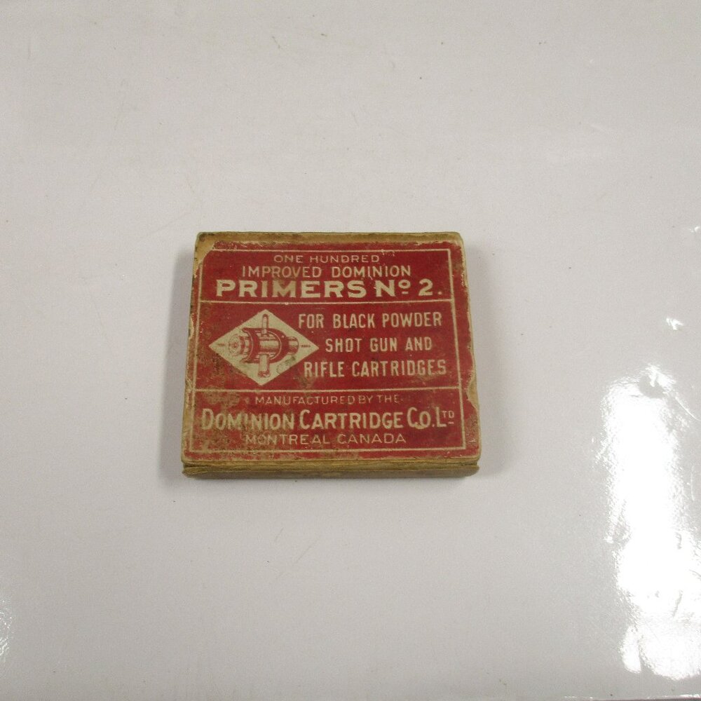 ANTIQUE Dominion NO. 2 PRIMERS BOX & TRAY Black Powder Shot Guns & Rifle Cartrid